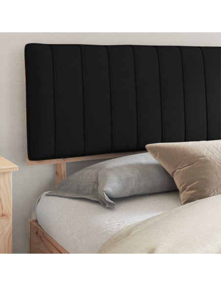 Letto con Testiera Rivestita Nero 200 x 200 cm Pino massello