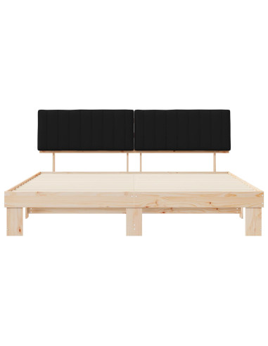 Letto con Testiera Rivestita Nero 200 x 200 cm Pino massello