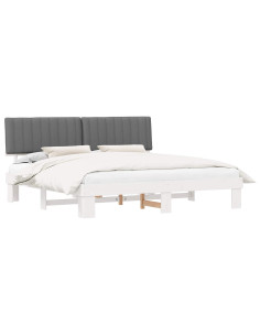 Letto con Testiera Rivestita Grigio chiaro 200 x 200 cm 2