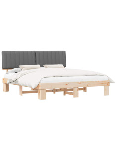 Letto con Testiera Rivestita Grigio chiaro 180 x 200 cm 2