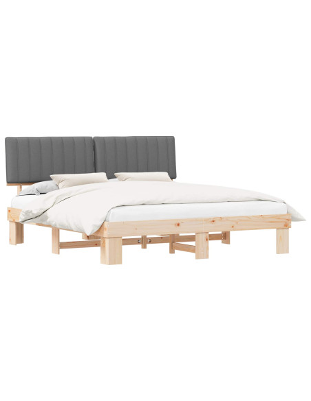 Letto con Testiera Rivestita Grigio chiaro 180 x 200 cm