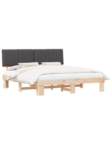 Letto con Testiera Rivestita Grigio scuro 180 x 200 cm