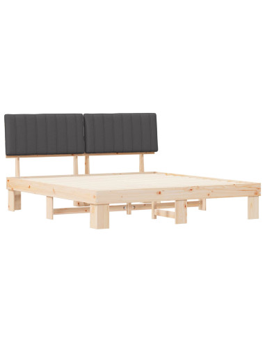 Letto con Testiera Rivestita Grigio scuro 180 x 200 cm