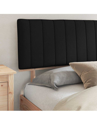 Letto con Testiera Rivestita Nero 180 x 200 cm Pino massello