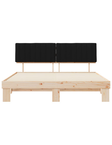 Letto con Testiera Rivestita Nero 180 x 200 cm Pino massello
