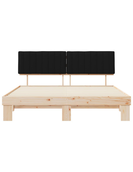 Letto con Testiera Rivestita Nero 180 x 200 cm Pino massello