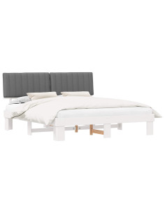 Letto con Testiera Rivestita Grigio chiaro 180 x 200 cm 2