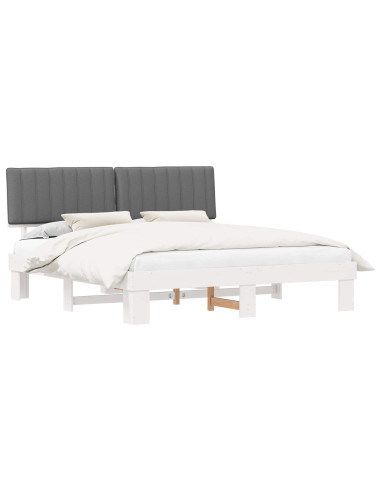 Letto con Testiera Rivestita Grigio chiaro 180 x 200 cm