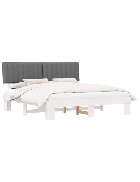 Letto con Testiera Rivestita Grigio chiaro 180 x 200 cm