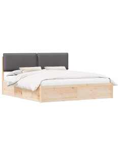 Letto con Testiera Rivestita Grigio scuro 200 x 200 cm 2