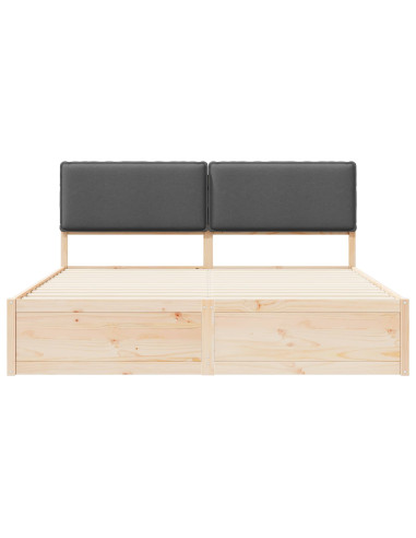 Letto con Testiera Rivestita Grigio scuro 200 x 200 cm