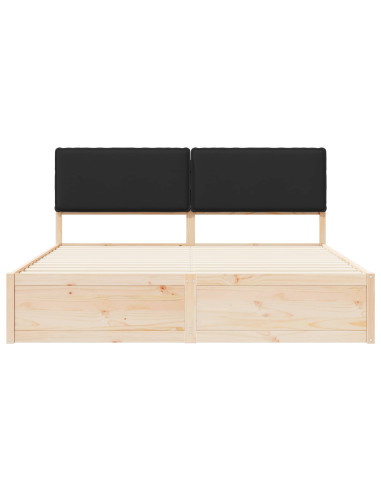 Letto con Testiera Rivestita Nero 200 x 200 cm Pino massello