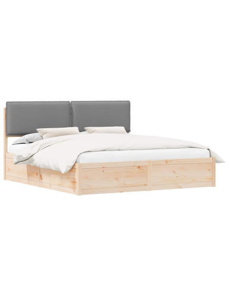 Letto con Testiera Rivestita Grigio chiaro 180 x 200 cm