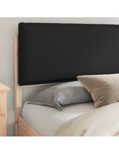 Letto con Testiera Rivestita Nero 180 x 200 cm Pino massello