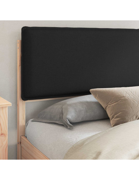 Letto con Testiera Rivestita Nero 180 x 200 cm Pino massello