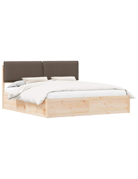 Letto con Testiera Rivestita Talpa 180 x 200 cm Pino massello