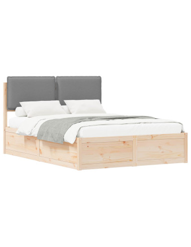 Letto con Testiera Rivestita Grigio chiaro 140 x 200 cm