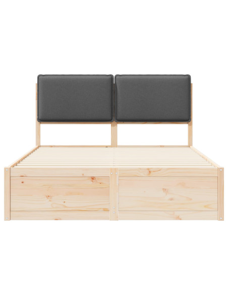 Letto con Testiera Rivestita Grigio scuro 140 x 200 cm