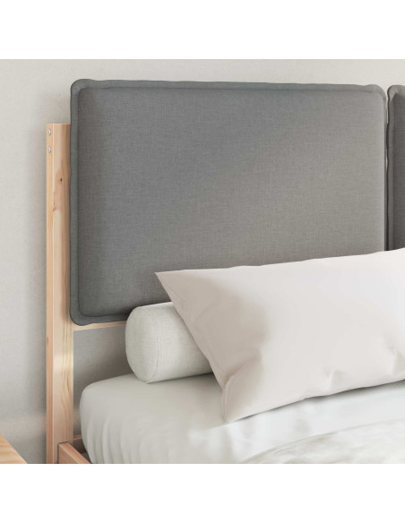 Letto con Testiera Rivestita Grigio chiaro 140 x 190 cm