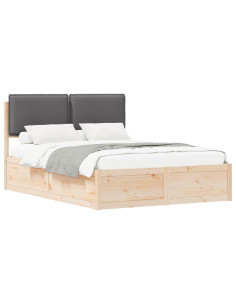 Letto con Testiera Rivestita Grigio scuro 140 x 190 cm 2