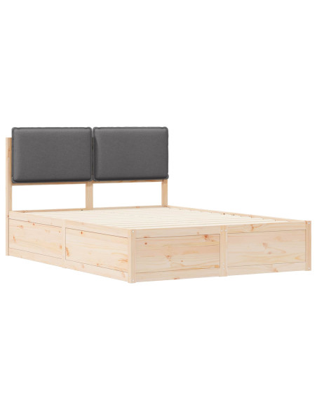 Letto con Testiera Rivestita Grigio scuro 140 x 190 cm