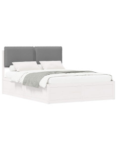 Letto con Testiera Rivestita Grigio chiaro 135 x 190 cm 2