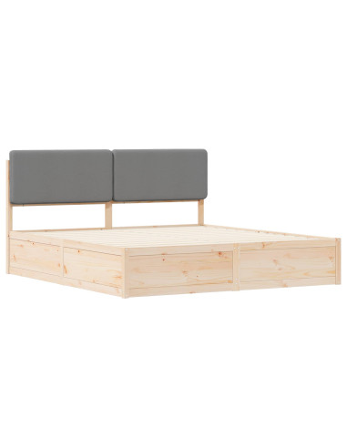 Letto con Testiera Rivestita Grigio chiaro 200 x 200 cm