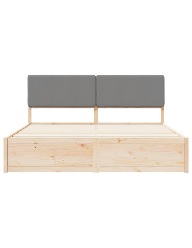 Letto con Testiera Rivestita Grigio chiaro 200 x 200 cm