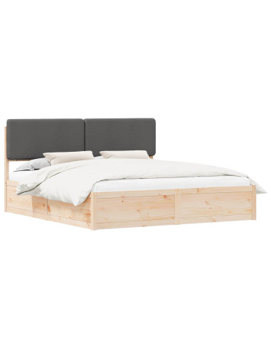Letto con Testiera Rivestita Grigio scuro 200 x 200 cm