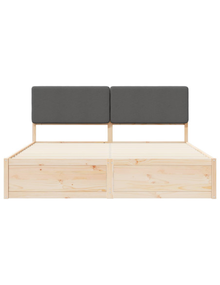Letto con Testiera Rivestita Grigio scuro 200 x 200 cm