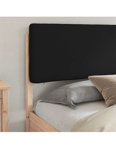 Letto con Testiera Rivestita Nero 200 x 200 cm Pino massello