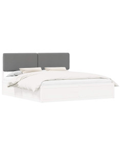 Letto con Testiera Rivestita Grigio chiaro 200 x 200 cm 2