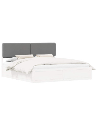 Letto con Testiera Rivestita Grigio chiaro 200 x 200 cm