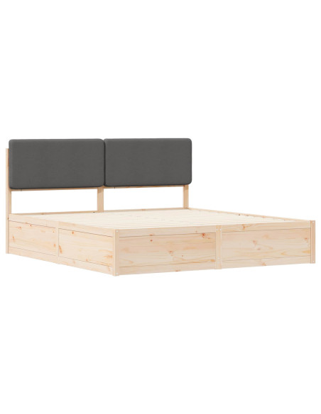Letto con Testiera Rivestita Grigio scuro 180 x 200 cm