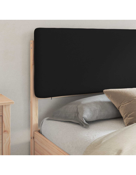 Letto con Testiera Rivestita Nero 180 x 200 cm Pino massello