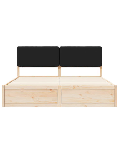 Letto con Testiera Rivestita Nero 180 x 200 cm Pino massello