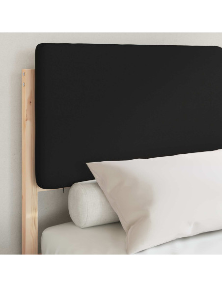 Letto con Testiera Rivestita Nero 160 x 200 cm Pino massello