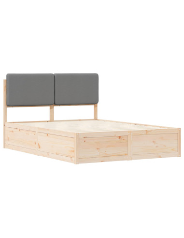 Letto con Testiera Rivestita Grigio chiaro 150 x 200 cm