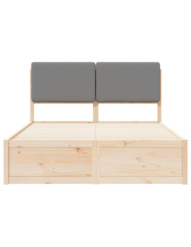 Letto con Testiera Rivestita Grigio chiaro 150 x 200 cm