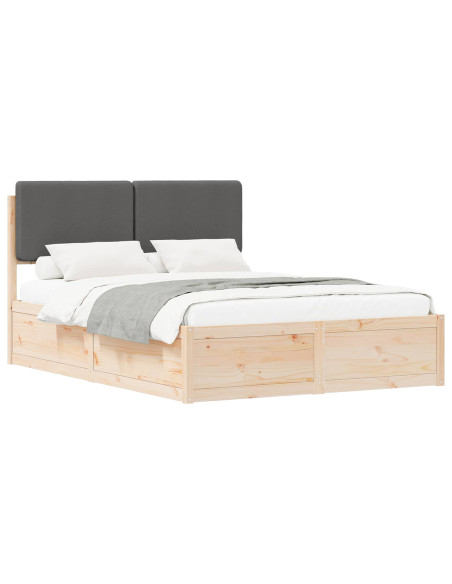 Letto con Testiera Rivestita Grigio scuro 150 x 200 cm