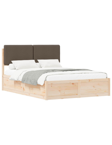 Letto con Testiera Rivestita Talpa 150 x 200 cm Pino massello