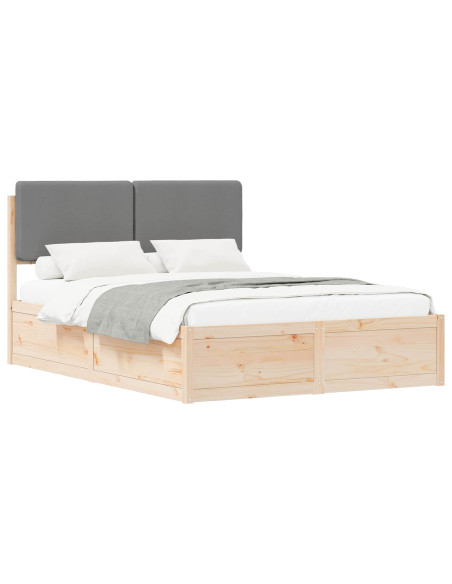 Letto con Testiera Rivestita Grigio chiaro 140 x 190 cm