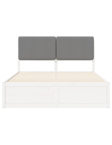 Letto con Testiera Rivestita Grigio chiaro 140 x 190 cm