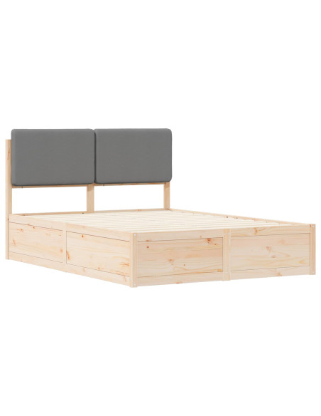 Letto con Testiera Rivestita Grigio chiaro 135 x 190 cm