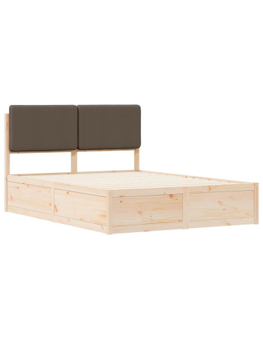 Letto con Testiera Rivestita Talpa 135 x 190 cm Pino massello