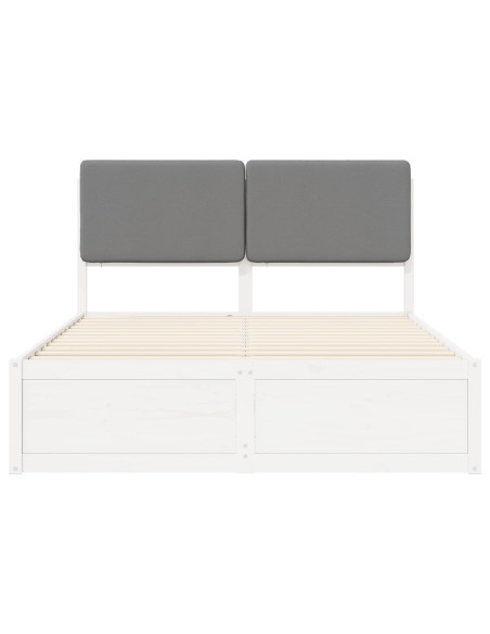 Letto con Testiera Rivestita Grigio chiaro 135 x 190 cm
