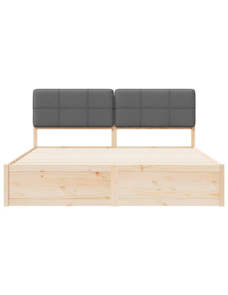 Letto con Testiera Rivestita Grigio scuro 200 x 200 cm