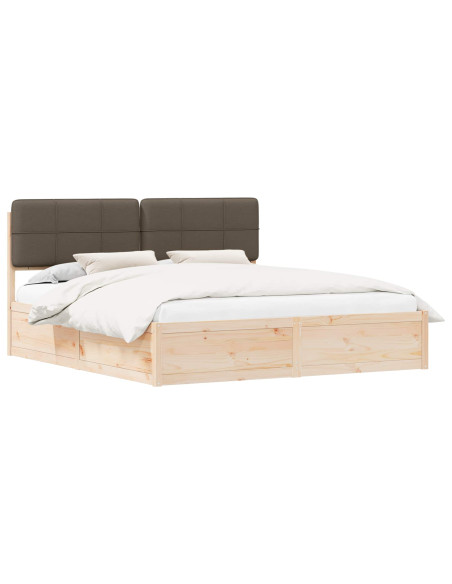 Letto con Testiera Rivestita Talpa 200 x 200 cm Pino massello