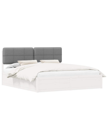 Letto con Testiera Rivestita Grigio chiaro 200 x 200 cm
