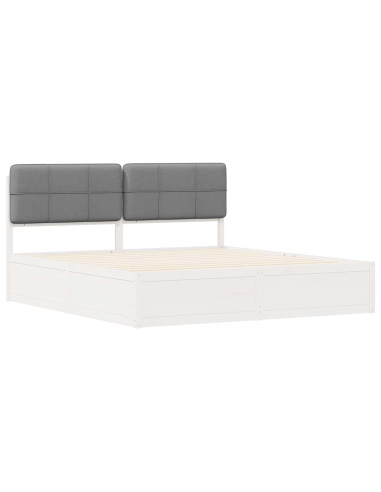 Letto con Testiera Rivestita Grigio chiaro 200 x 200 cm